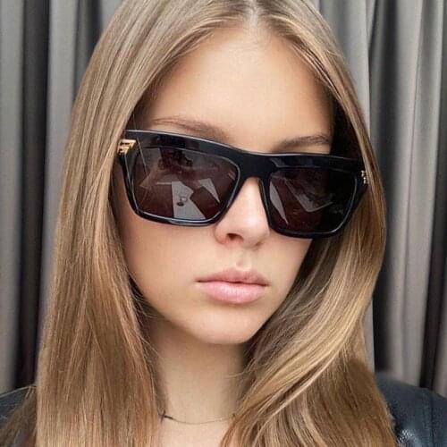 Square acetate black frame women sunglasses fashion style grey lens