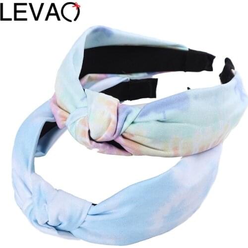 LEVAO 2021New Women Hairband Gradient Wide Side Headband Knotted Turban Headwear Girls Hair Accessories