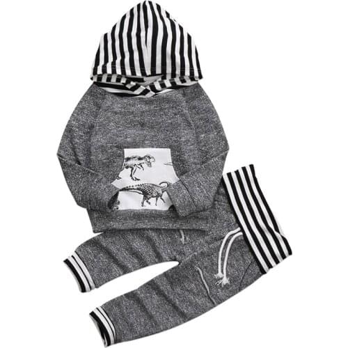 2017 Hot Style Newborn Kid Baby Boy Dinosaur ClothesToddler Baby Long Sleeve Hoodies Tops Coat Pants Outfits Set Clothing Set