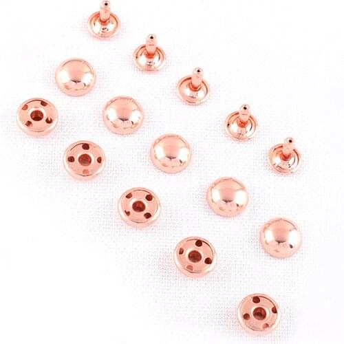 12mm Rose Gold Metal Double Cap Rivet,Button Round Rapid Rivet,Rivet Studs for Purse Bags Handbags Shoes Belts Leather Craft DIY