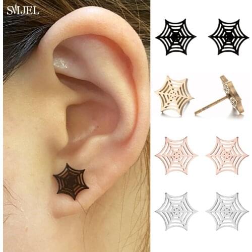 Punk Style Cute Halloween Specter Spider Earrings Black Cobweb Ghost Asymmetrical Earrings Fashion Women Child Christmas Gifts