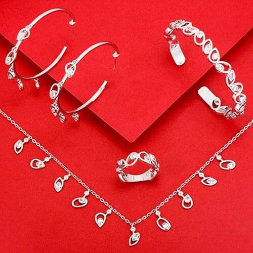 KellyBola Fashion Light Luxury Jewelry Set Necklace Bracelet Earring Ring Womens Boutique Banquet Daily Anniversary Accessories
