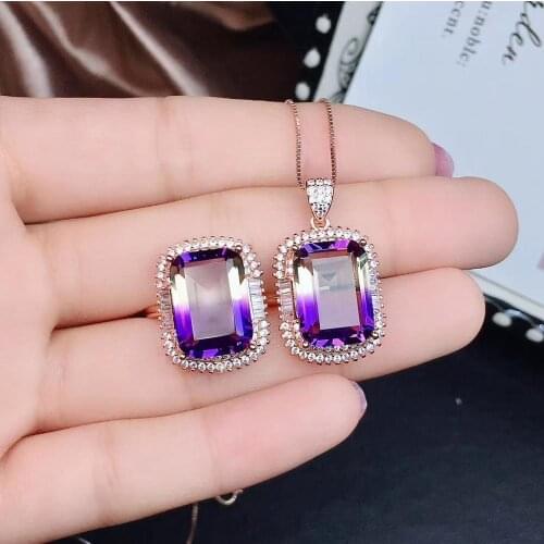 Natural Amethyst Jewelry Set,Beautiful color, delicate. It has collection value. 925 Sterling silver. Size adjustable