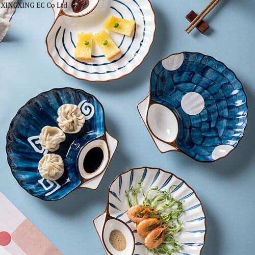 Irregular Bone China 8.5 Inch Shell Plate Japanese Dumpling Plate Ceramic Vinegar Plate Creative Sushi Plate Household Tableware