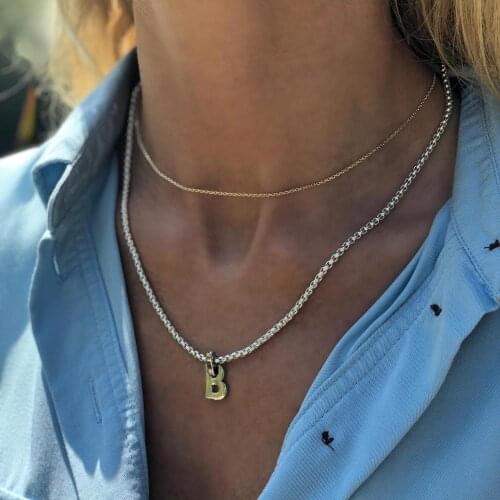 GULCE DERELI, LETTER SYMBOL CHARM NECKLACE, CHAIN NECKLACE, INITIAL, GIFT BOX, GOLD/SILVER PLATED