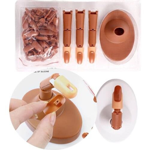 Nail Practice Hand-Flexible Moveable Nail Training Finger Kits, DIY Nail Practice 3Pcs Practice Hand +100 Pcs (Fake Nail 100)