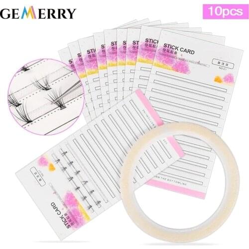 10Pcs Grafting Lash Card Hand Palette For Eyelash Extension Blossom Stick Premade Storage Pads Fans Volume Sticky Strip Tape