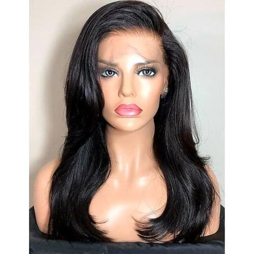 Remy Human Hair Lace Front costume Wig Side Part style Brazilian Hair Straight Wig 130% Density with Baby Hair Natural Hairline