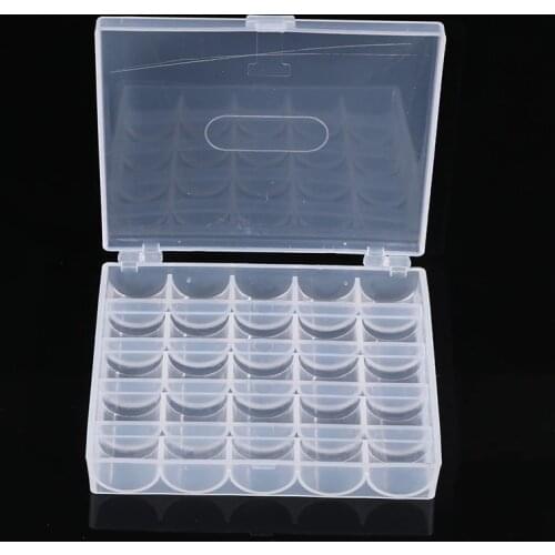 25 Spools Bobbins Sewing Machine Bobbin Case Organizer Storage Clear Box Tools 1 Pcs Plastic Box