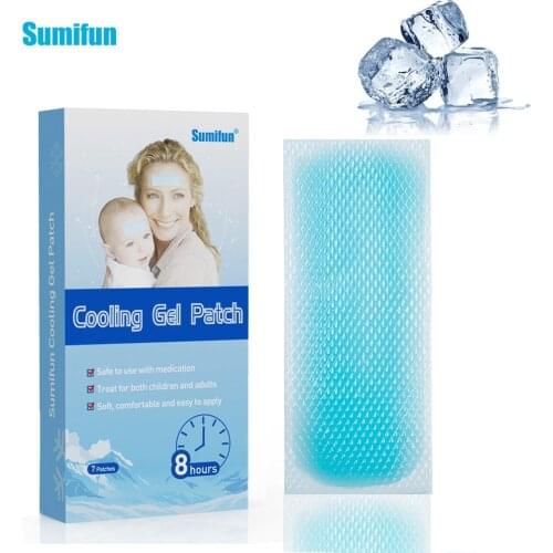 7pcs/box Sumifun Kids Adult Physical Ice Cooling Gel Patch for Ice Gel Headache Pad Fever Treatment Medical Plaster Health Care