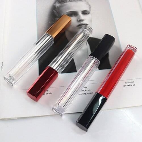 4.5ml Empty Clear Lip Gloss Tubes Plastic Lipgloss Bottle Lipstick Mini Sample Cosmetic Container With Black/Red/Rose Gold Cap