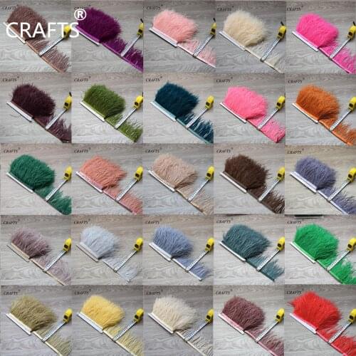1 meter fluffy beautiful ostrich feathers trim cloth with 8-10cm wide skirt / dress / dress party DIY crafts