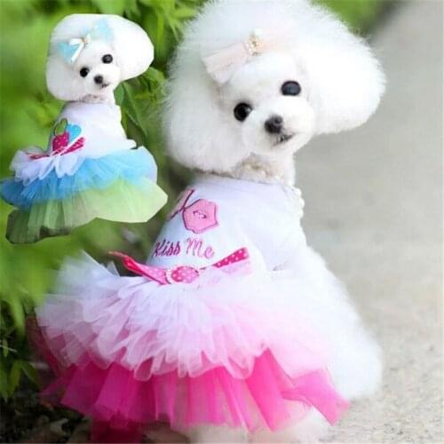 1PC Cotton Mesh Dog Dress Sweet Fashion Summer Cool Bowknot Pet Puppy Skirt Comfortable Soft Dog Princess Dress Pet Clothhing