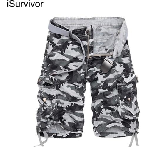 ISurvivor 2021 Men Knee Length Summer Shorts Trousers Pants Male Casual Fashion Slim Fit Multi Pocket Cargo Pants Sweatpants