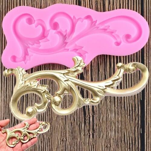 Baroque Scroll Relief Border Silicone Molds DIY Cupcake Topper Fondant Cake Decorating Tools Candy Polymer Clay Chocolate Moulds