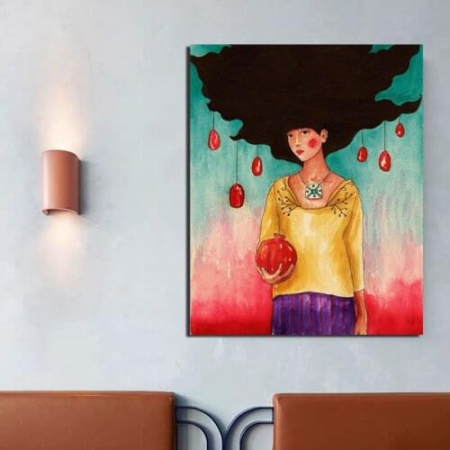 Nordic Poster Pumpkin Girl Wallpaper Canvas Painting Living Room Home Decoration Modern Wall Art Oil Painting Posters Picture