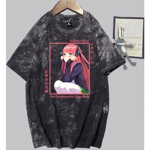 2021 Hot Anime Kawaii Nino Nakano Tie Dye T Shirt The Quintessential Quintuplets Women Fashion T-shirt Graphic Hip Hop Top Tees