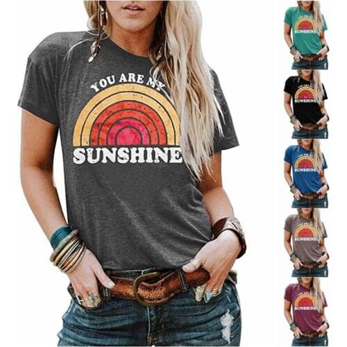 Womens Fashion Letter Print T-shirt Ladies Letter Top Short Sleeve Fashion O-neck Cotton T-Shirt