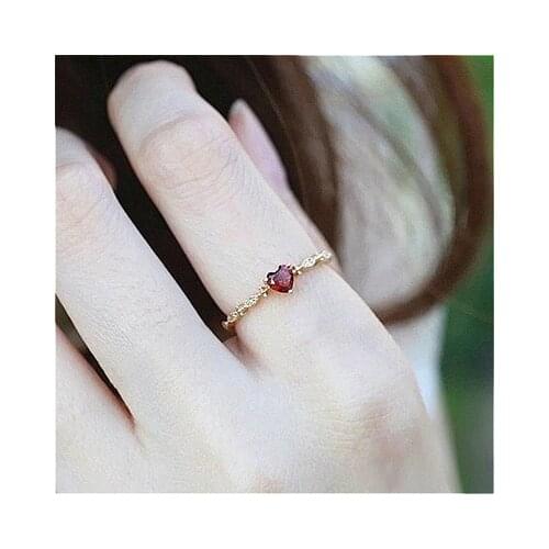 European and American womens fashion heart-shaped crystal exquisite ring