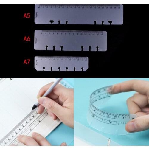 1 PC Practical loose leaf bookmark Ruler A5 A6 A7 PVC Planner Agenda for 6 Holes Loose Leaf Spiral Notebook Ruler