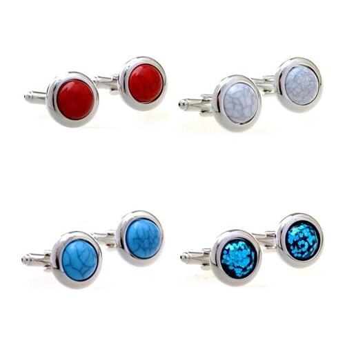 10pairs/lot Classic Round Howlite Cufflinks Precious Nature Stone Cufflinks Onyx Cuff Links Shirt Cuff Buttons Mens Jewelry