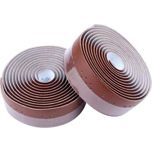 2Pcs Bicycle Handlebar Tape PU Leather Handlebar Strap + 2 Bar Plugs, Breathable Fishing Rod Racquets Tape