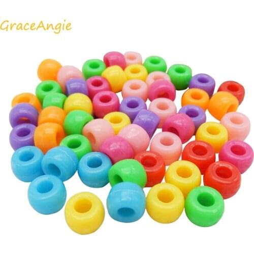 200pcs Kids DIY Handmade Beaded Toy Mixed Colorful Beads Big hole Spacer Beads Plastic Jewely Findings Earring DIY beads Anklet