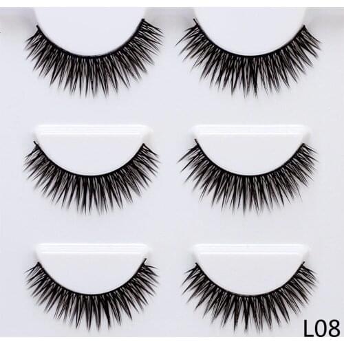 3 Pairs Crisscross False Eyelashes Fake Lashes Natural Long Makeup Lashes Extension Eyelashes for Makeup L08