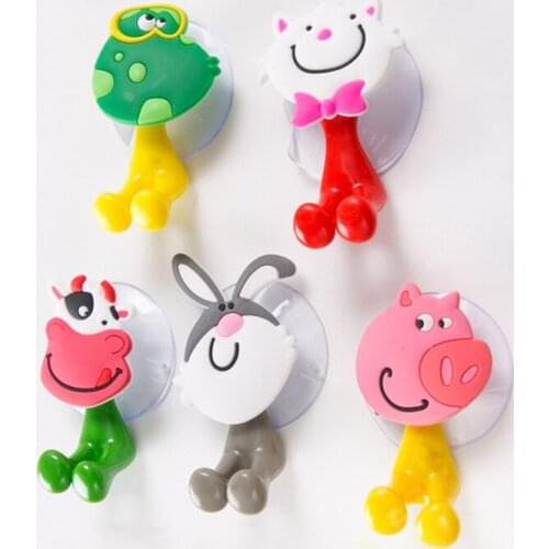 5PCS/SET Cartoon Animal Strong Suction Cup Toothbrush Holder Bathroom Accessories Set Wall Sucker Holder Rack Eco-Friendly