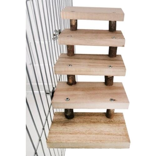5 Layers Toys Wooden Ladders Natural Bird Cage Toy Climbing Ladder Hamster Stand Holder Toys Supplies