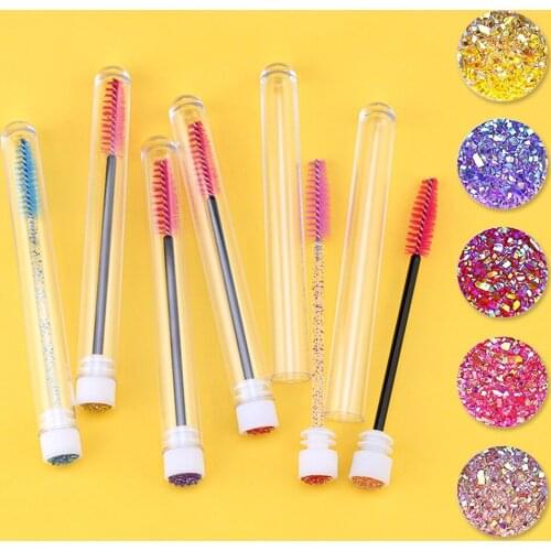 50pc Reusable Eyelash Brush for Eyelash Extension Make up Brushes Disposable Crystal Eyebrow Brush Micro drill and Separate