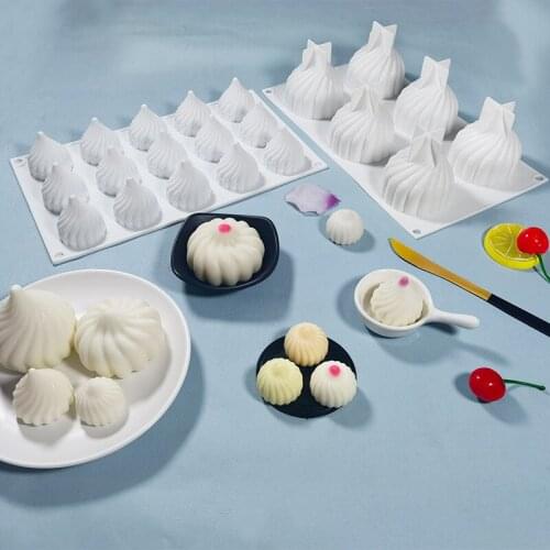 6/15 Grid Whirlwind Bun Mousse Cake Silicone Mold DIY Chocolate Ice Cream Jelly Handmade Model