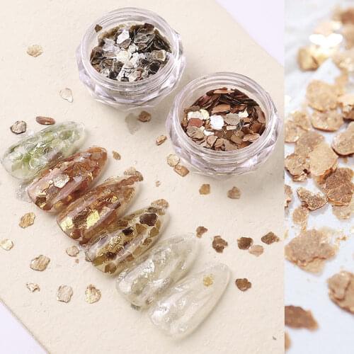 6 Boxes Nail Art Sequins Metallic Sparkly Mica Flakes Ultra Thin Irregular Creative 3D Gold Slice New Year Tips DIY Decoration