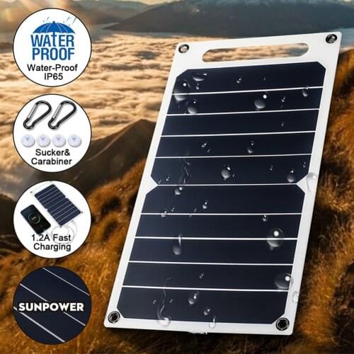 6W 5V Portable Solar Cell Panel Sunpower Charging Power Bank for charging