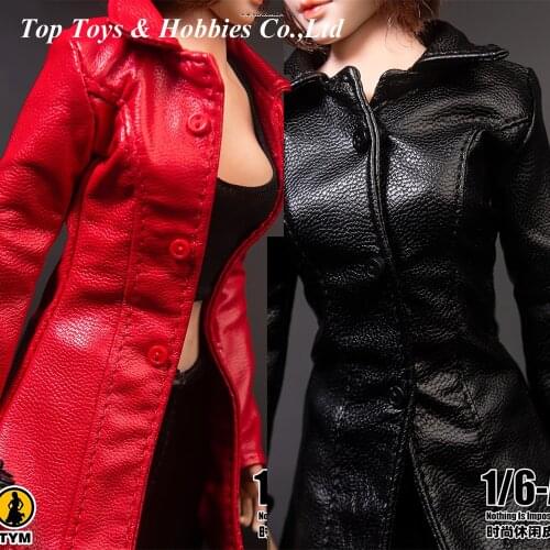 TYM099 1/6 Scale female Clothes Accessory Long leather jacket leather trench coat for 12inches figure body
