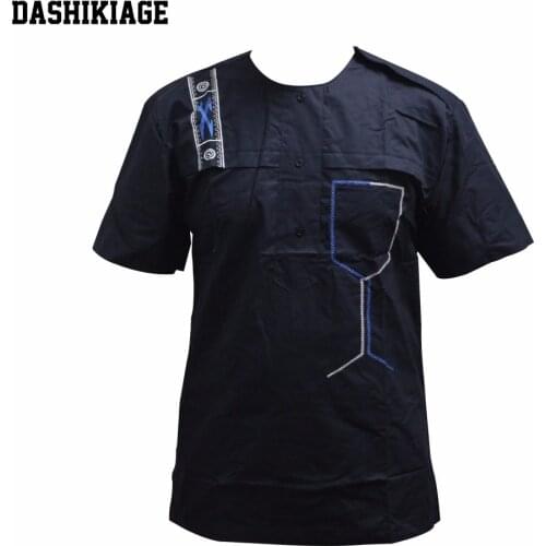 Dashikiage New Design Embroidery Cup Pocket Kwanzaa Tops Cool Outfit High Quality Causal Dropship T-shirt