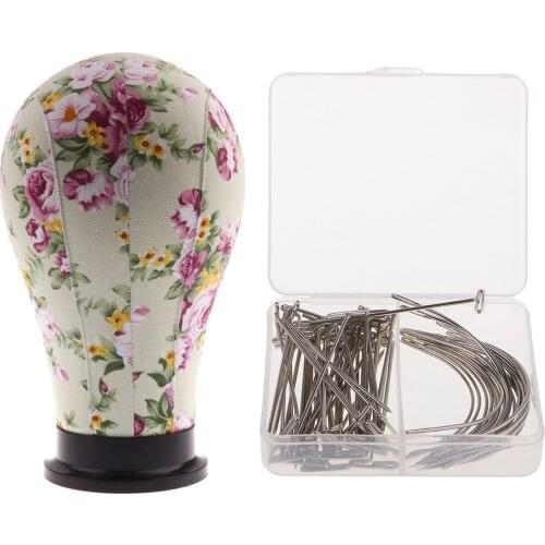 23inch Canvas Block Head Wig Making Mannequin Head Display W/ 70x T Pins Needles