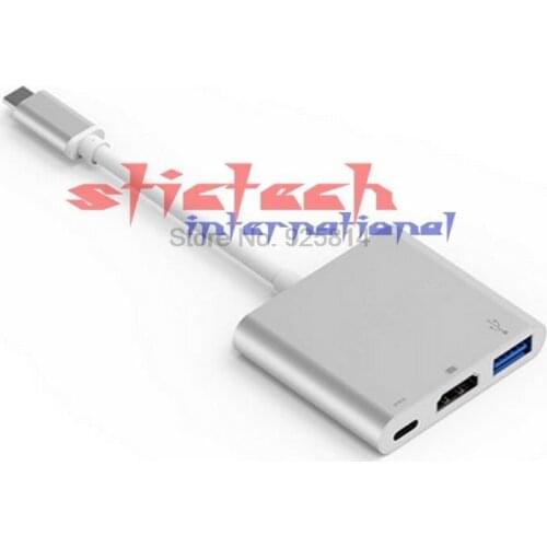 By dhl or ems 100pcs New 3 in 1 Hub Type C USB 3.1 to USB-C 4K 1080p HDMI USB3.0 Adapter For Apple Macbook