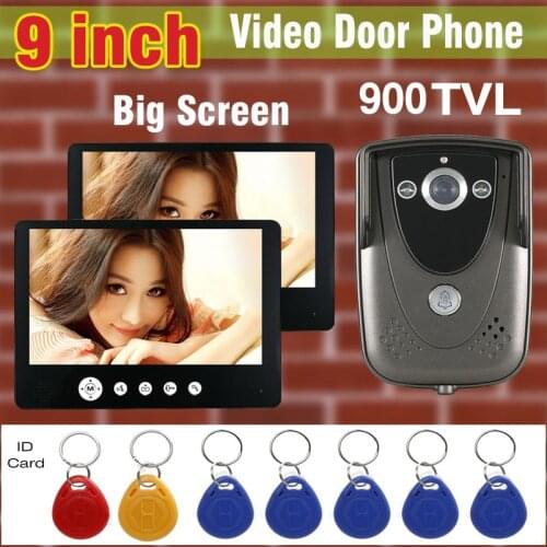 Video Intercom DoorBell System 9 inch Big Screen 900TVL HD Camera Video Door Phone IR Night Vision Camera RFID Keyfob unlock