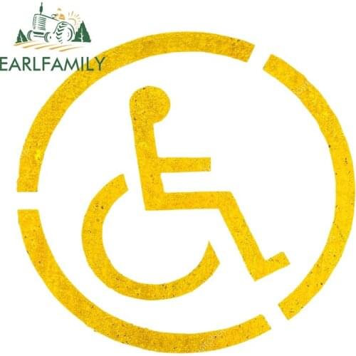 EARLFAMILY 13cm x 12.4cm for Disabled Sign DIY Car Sticker Sunscreen ScratchProof Decal Air Conditioner Trunk Car Door Protector