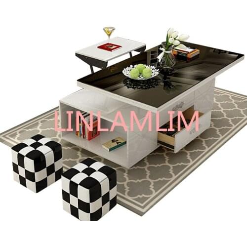 Electric multifunction foldable Coffee Table Living Room liftable and lowerable minimalist rectangle mesas centro dining table