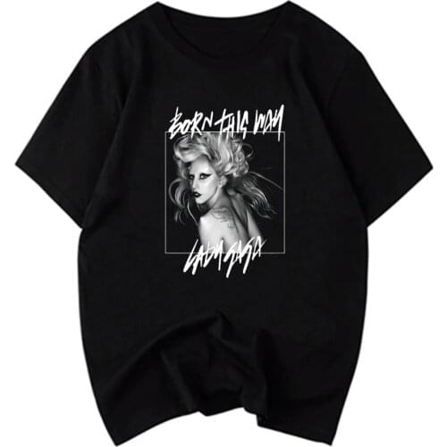100% Cotton Men Capas De Cd Lady Gaga T Shirts Print Harajuku Style Tshirt Streetwear Tee T-Shirt