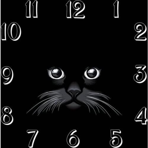 New full square diy diamond cross stitch digital diamond painting black cat picture wall clock picture mosaic home decoration