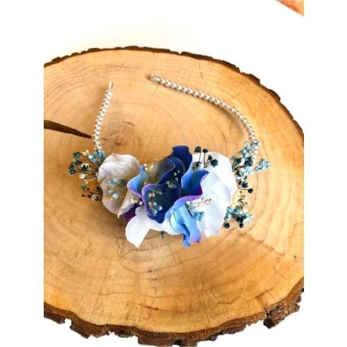 Handmade crown bride crown spring flowers baby shower dried flowers mothers crown birthday tiara newborn custom design