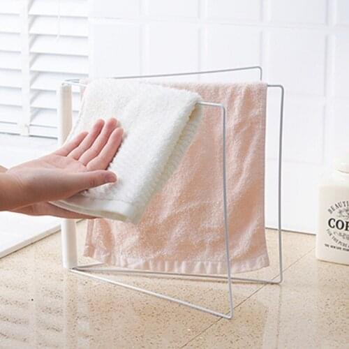 Creative metal vertical folding rag rack kitchen rag shelf bathroom free punching desktop towel rack