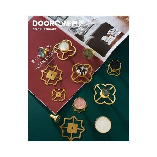 Dooroom Brass Furniture Handles Shell Simple Nordic Pastoral Wardrobe Dresser Knobs Cupboard Cabinet Drawer Round Colorful Pulls