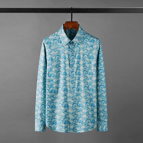 Minglu 100% Cotton Male Shirts Luxury Long Sleeve Allover Printed Casual Mens Dress Shirts Fashion Slim Fit Party Man Shirts 4XL
