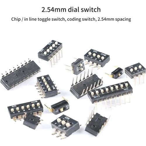 5PCS/lot Slide Type Switch Module 2.54mm 1 2 3 4 5 6 8 PIN DIP SMD Position Way Switches Toggle Switch Black Snap Switch