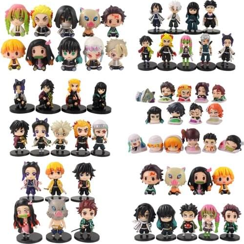 Cartoon Demon Slayer Kimetsu no Yaiba Tanjirou Nezuko Tsuyuri Zenitsu PVC Decoration Figure Toys Model Dolls
