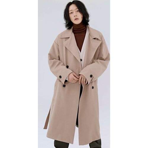 Korean version mens spring and autumn windbreaker coat mens net version long casual loose large size coat fashion man